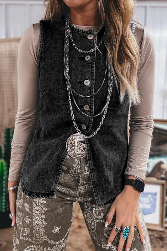 Denim Vest (Black)